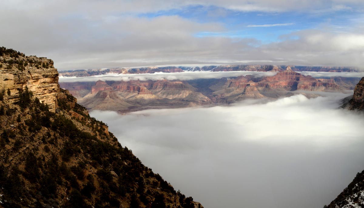 inversion clouds filling Grand Canyon