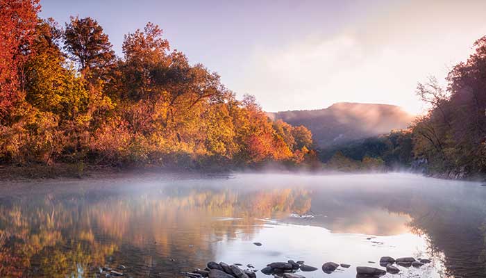 fog over water in Ozarks